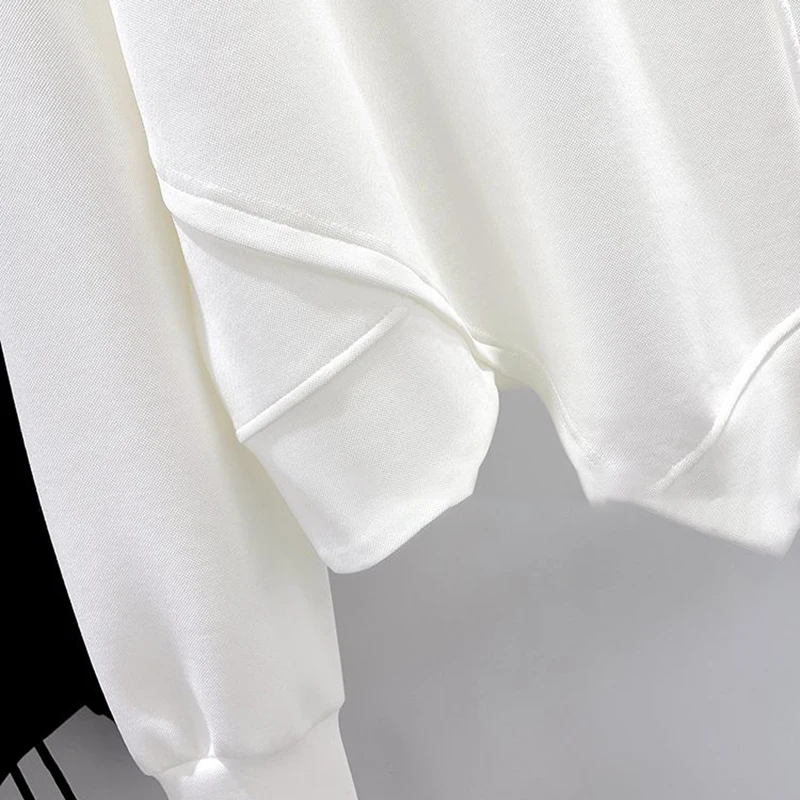 Korean Fashion Solid Color Hoodless Sweatshirt Women's Spring and Autumn New Temperament Loose Thin Niche Design Short Top
