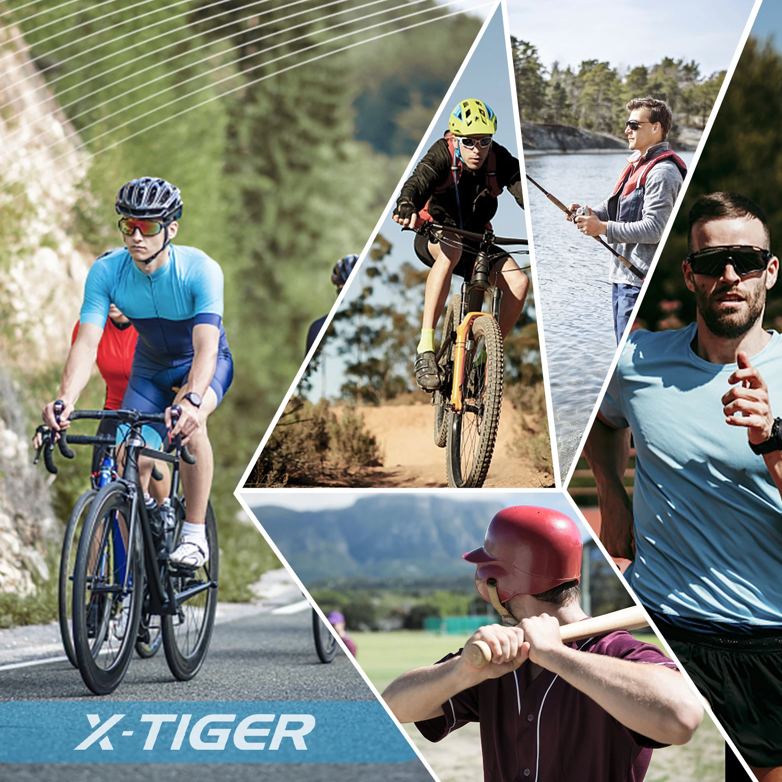 Óculos de ciclismo polarizados X-tigre para homens e mulheres, óculos esportivos, mtb, bicicleta de estrada, proteção de bicicleta