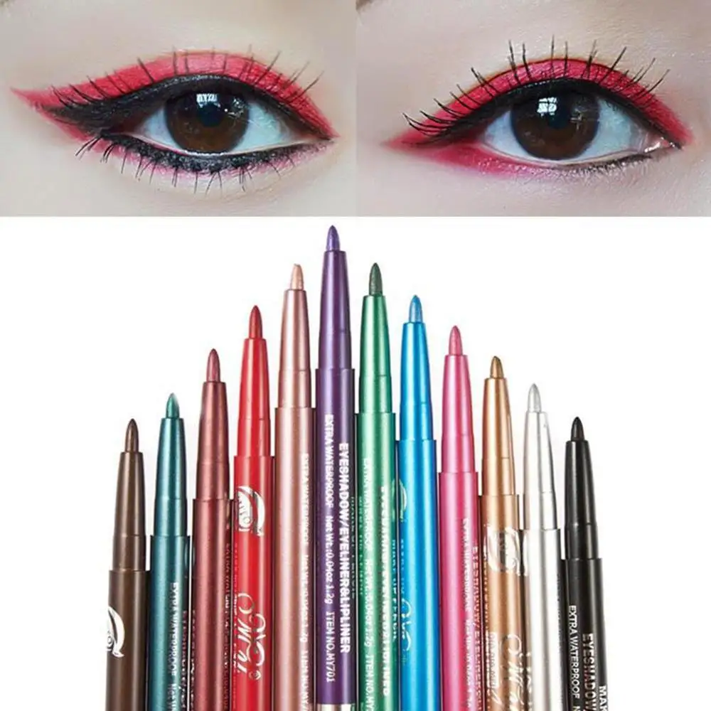 

set Makeup Shimmer Eyeliner Pencil WaterProof Quick Long-Lasting Liquid Eye liner Eye shadow Pen Cosmetic Kits TSLM1