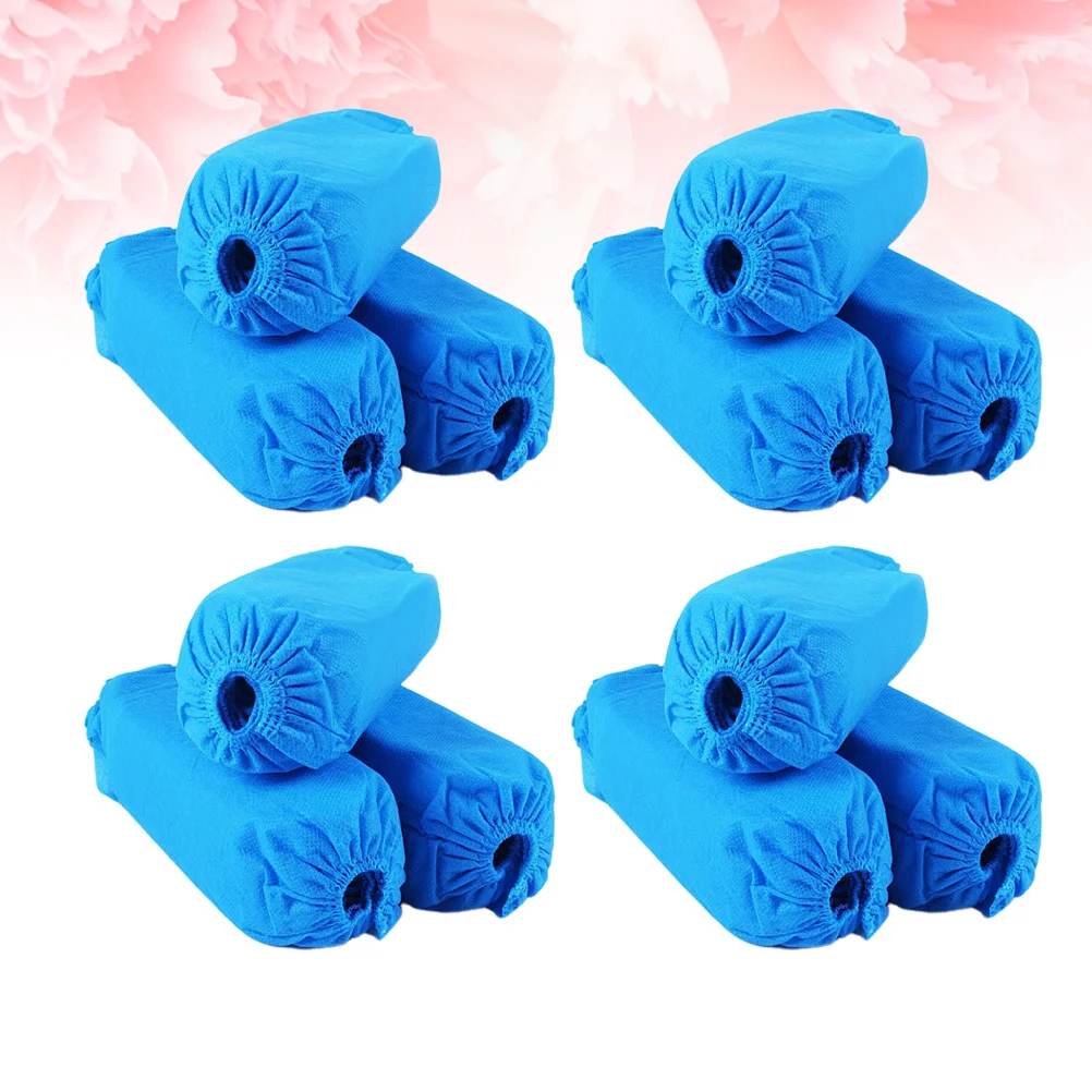 100Pcs Thicken Nonwoven Fabric Shoes Cover Disposable Nonslip Breathable Elastic Band Blue 400g Home Travel Protector