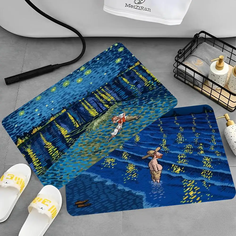 

Van Gogh oil painting Floor Mat Bath Mat Nordic Style Home Doormat Bathroom-Toilet Mats Bedroom Welcome Doormat