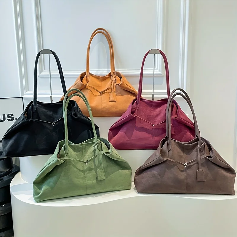 

1pcs Crossbody Bag Faux Suede Soft Texture With Adjustable Strap Retro Commuter Tote Bag For Fall And Winter