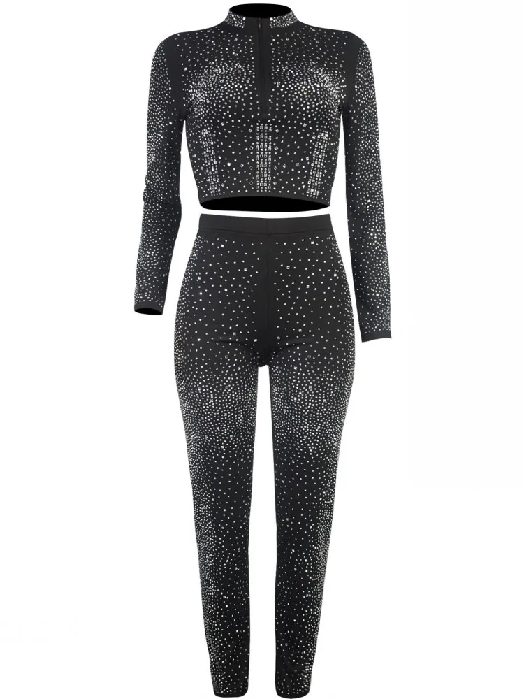 ชุดเซ็ตผู้หญิง 2 ชิ้น คอลเลคชั่นใหม่ 2025 สำหรับฤดูใบไม้ร่วงและฤดูหนาว ชุดเข้าเซ็ตเสื้อแขนยาวและกางเกงขายาว