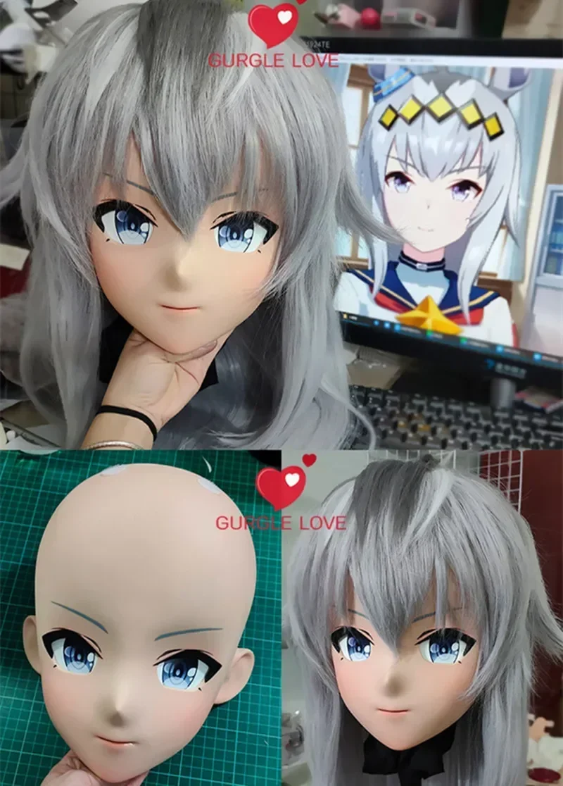 (GL03) Personagem Personalizado Feminino Menina Resina Meia Cabeça Crossdressing Cosplay Anime Japonês Papel FGO Jack Kigurumi Máscara
