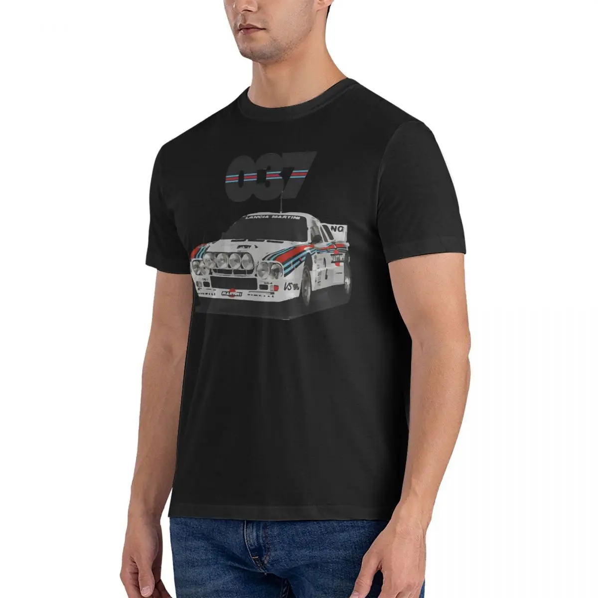 Men T-Shirts Lancia Rally 037 Race Car Vintage Cotton Tees Short Sleeve WRC T Shirts Round Neck Clothes Party