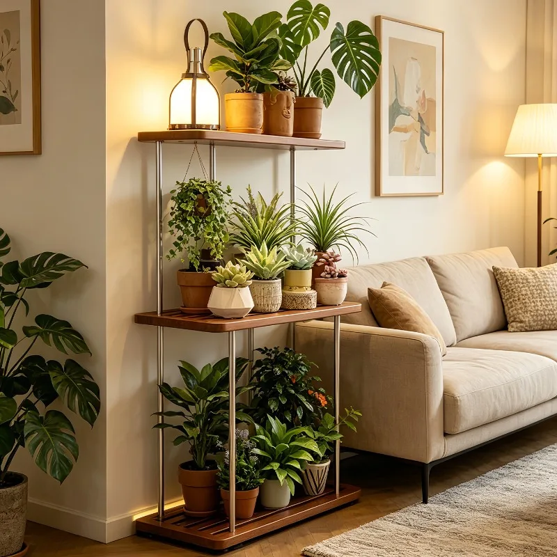 Floor Standing Indoor Plant Stand Living Room Stainless Steel Multi Tier Pot Rack 2026 Model Plant Stand Indoor Plant Stand