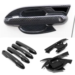 Carbon Black Chrome Exterior Stickers Accessories Car door bowl handle Cover Trim For Toyota RAV4 2019-2023 RAV 4 XA50 Hybrid