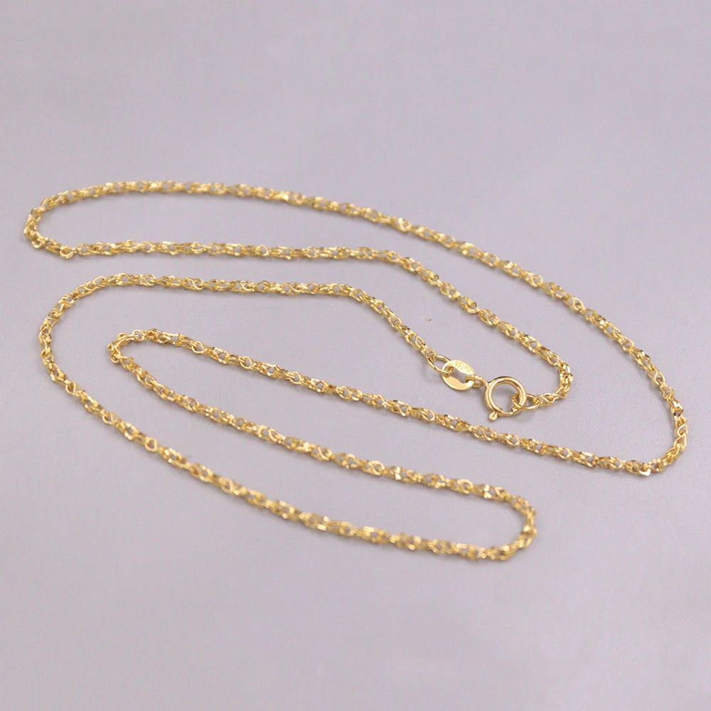 Pure Au750 18K Yellow Gold Chain 1.5mm Solid Toggle Link Necklace 2.9-3g 17.9inch