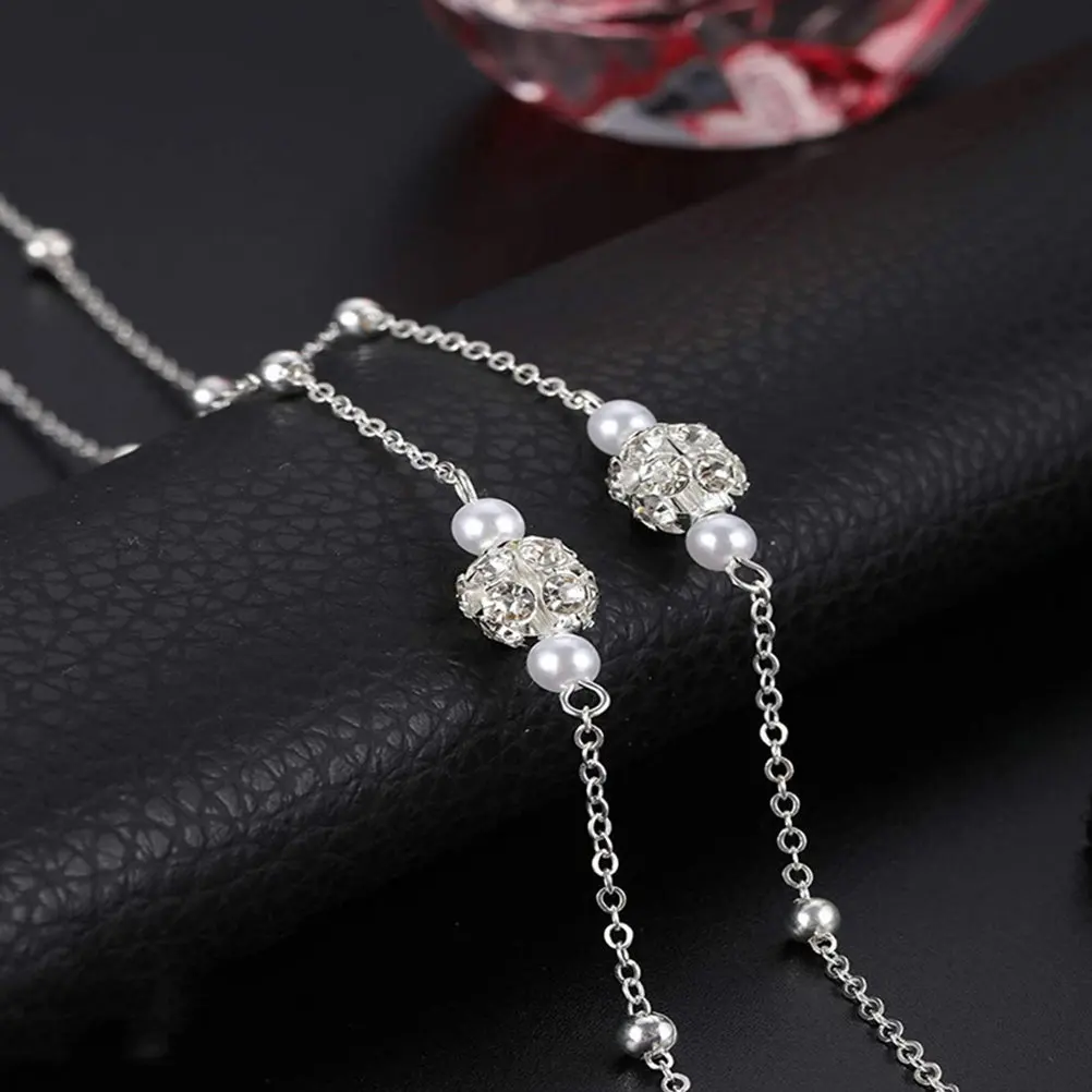 Mask Holding Chain Pearl Necklace Silver Durable Metal Anti-Lost Function Gift Relatives Friends Exquisite Craftsmanship