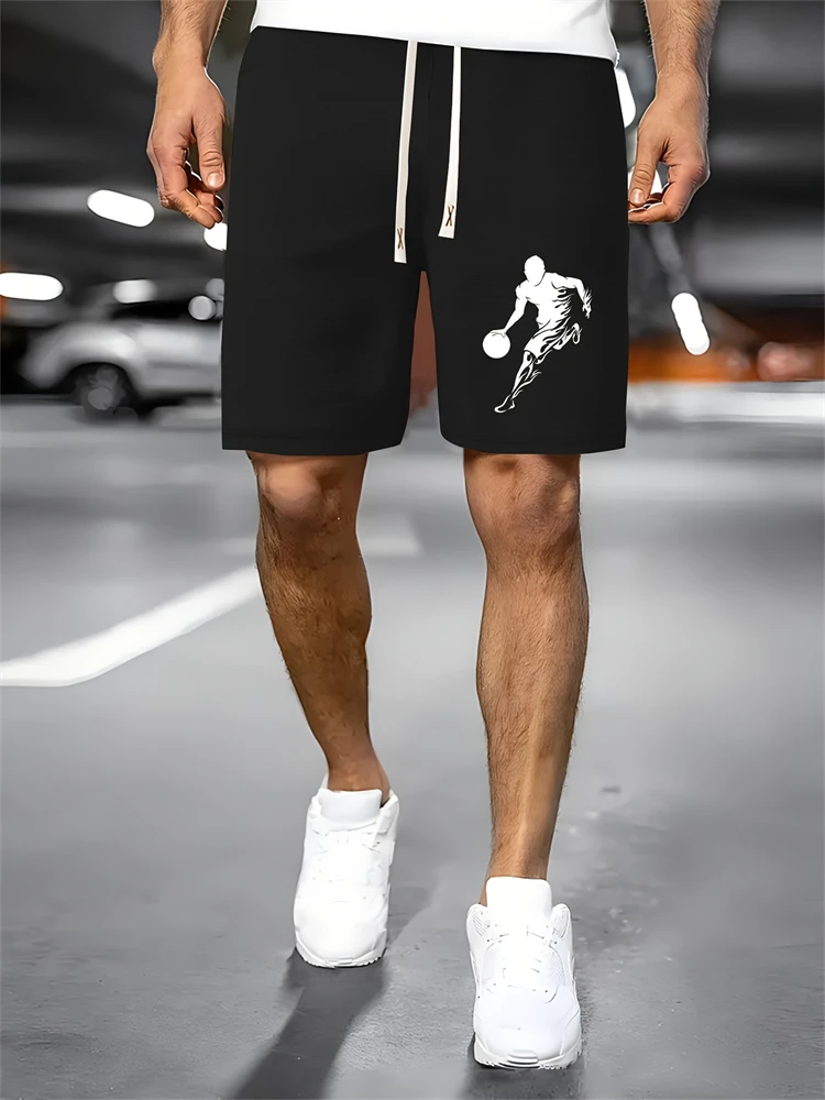 

Мужские дышащие летние спортивные шорты, мужские спортивные шорты, удобные и универсальные спортивные повседневные брюки с баскетбольным принтом