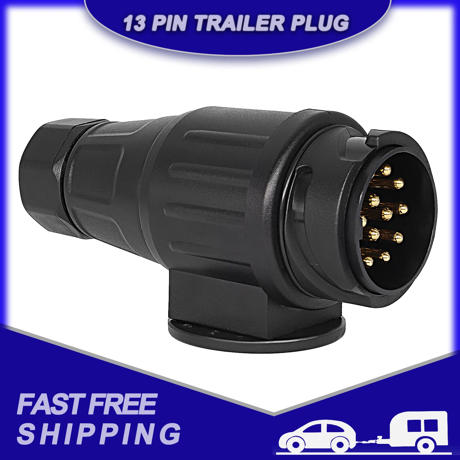 12V 13 Pin Trailer Plug Durable 13 Pole Electrical Caravan Wiring Connector Towing Bar Socket Adapter Car Truck RV Accessories