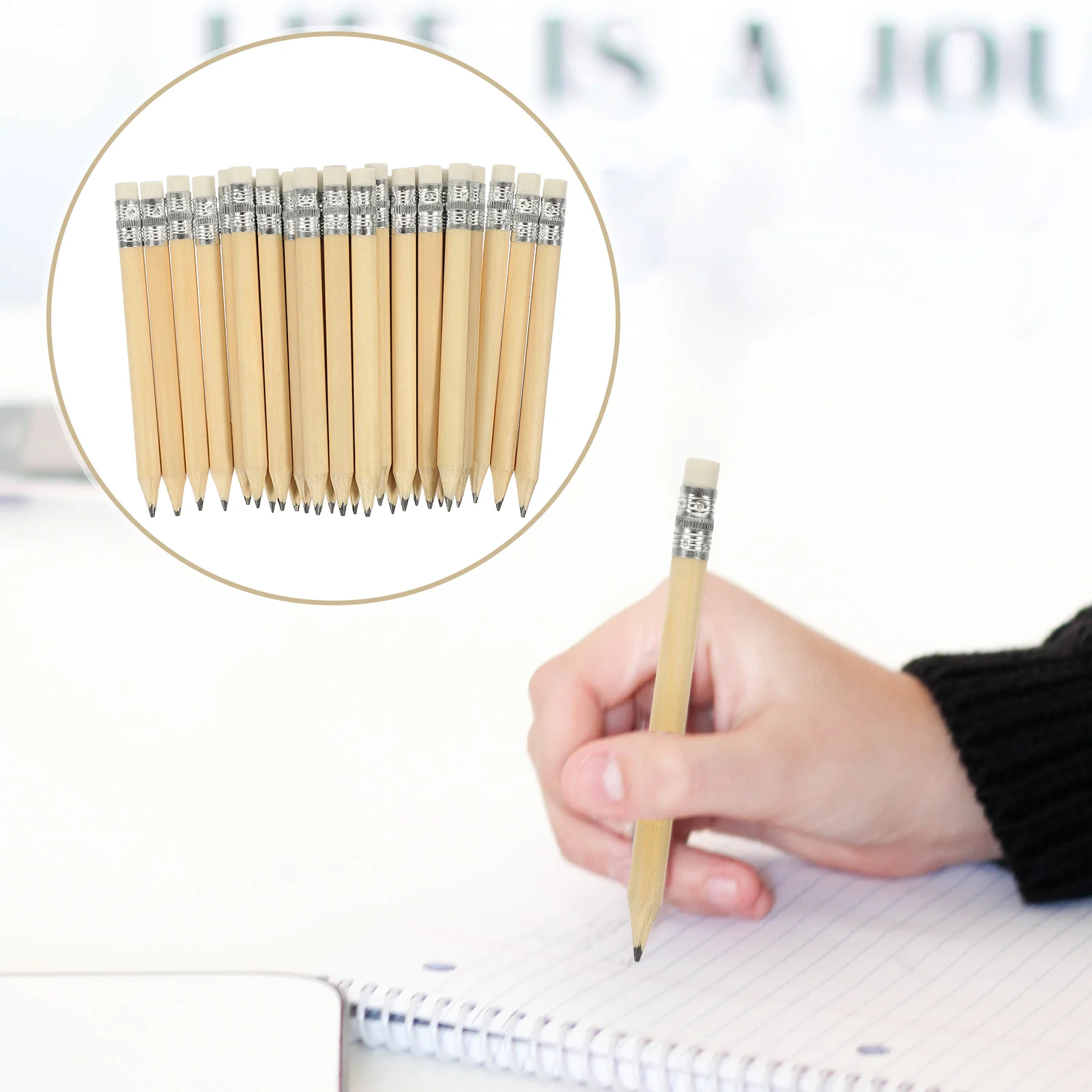 50 Pcs Mini Short Pencil Log Pencils Kids Writing Toddler Students Drawing Wooden