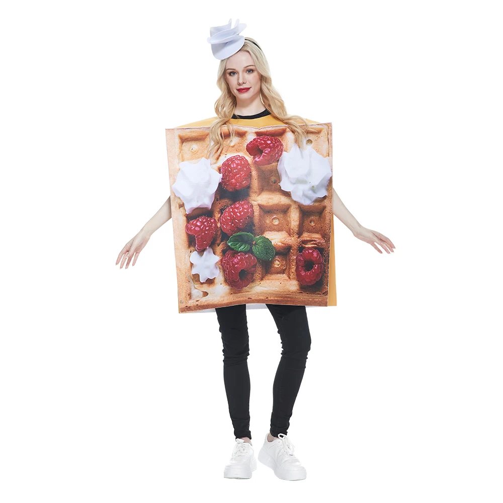 Reneecho Carnival Party Adult Funny Food Costume Halloween Couple Costumes Pizza Donut Cosplay Outfit Purim Holiday Dress Up