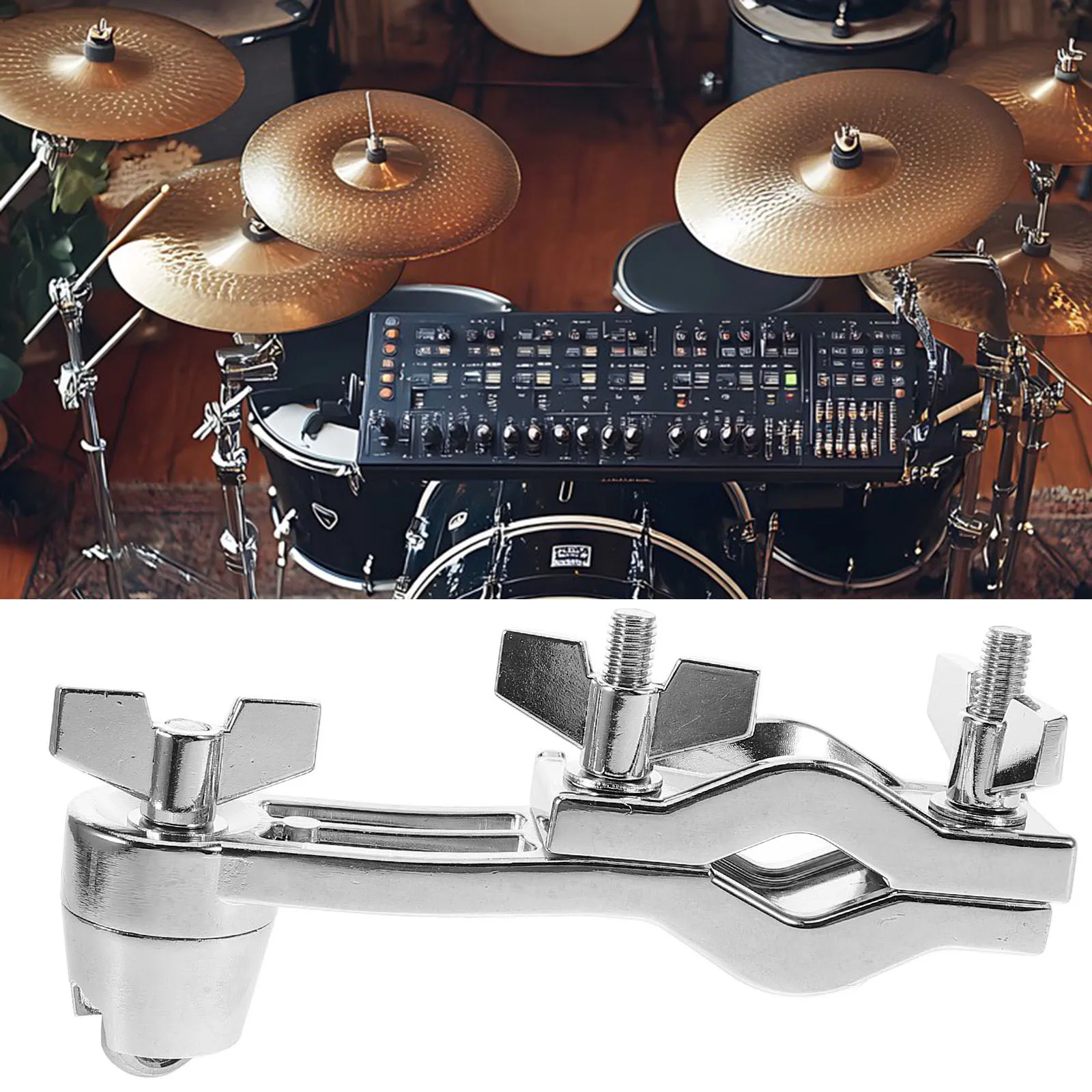 

Drum Clamp Extension Rack Cowbell Fixed Clip Expansion for Drums Clips Fixing Silver