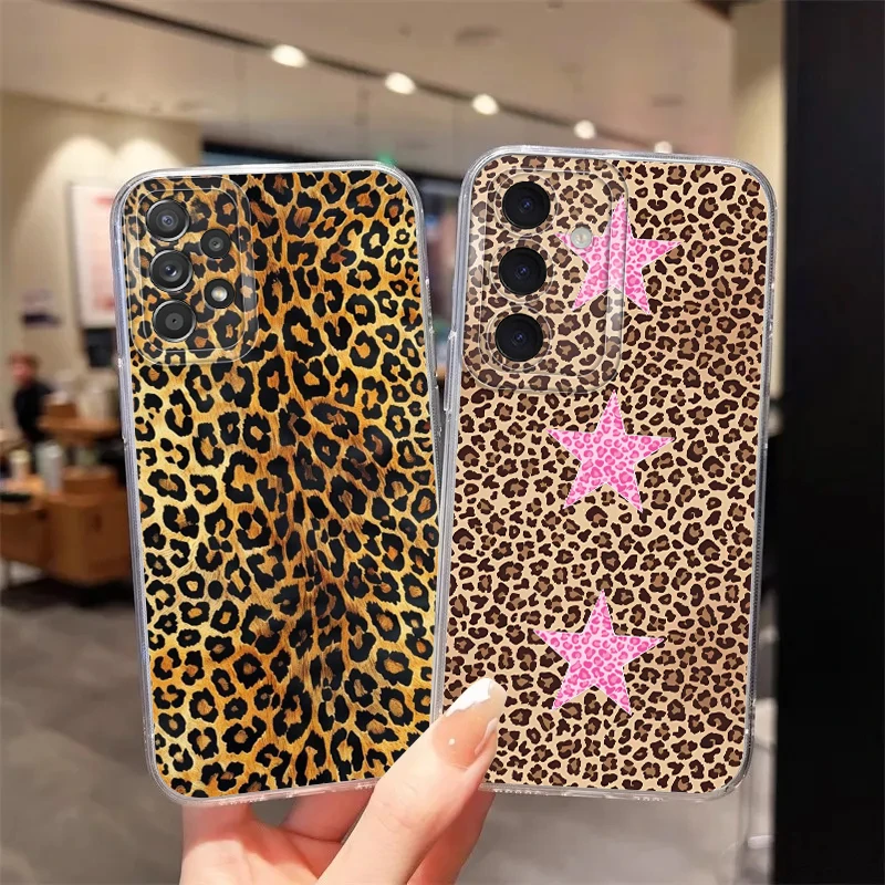 เคสโทรศัพท์ลายเสือดาวนุ่มนิ่มสำหรับ Samsung Galaxy A34 A35 A56 A25 A15 A14 A33 A55 A23 A73 A54 A36 A13 A26 A24