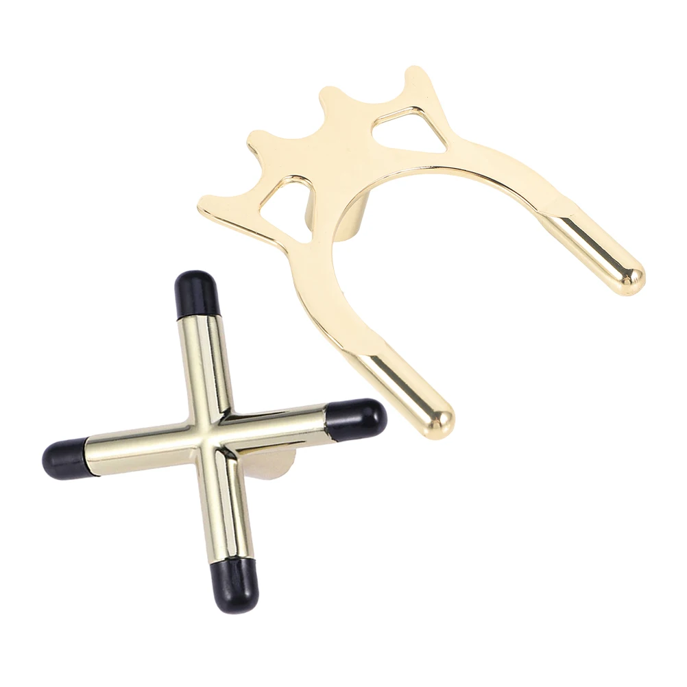 

2pcs Billiard Bridge Head Metal Copper Plating Pool Stick Bracket High Fork Cross Non Slip Design Storage