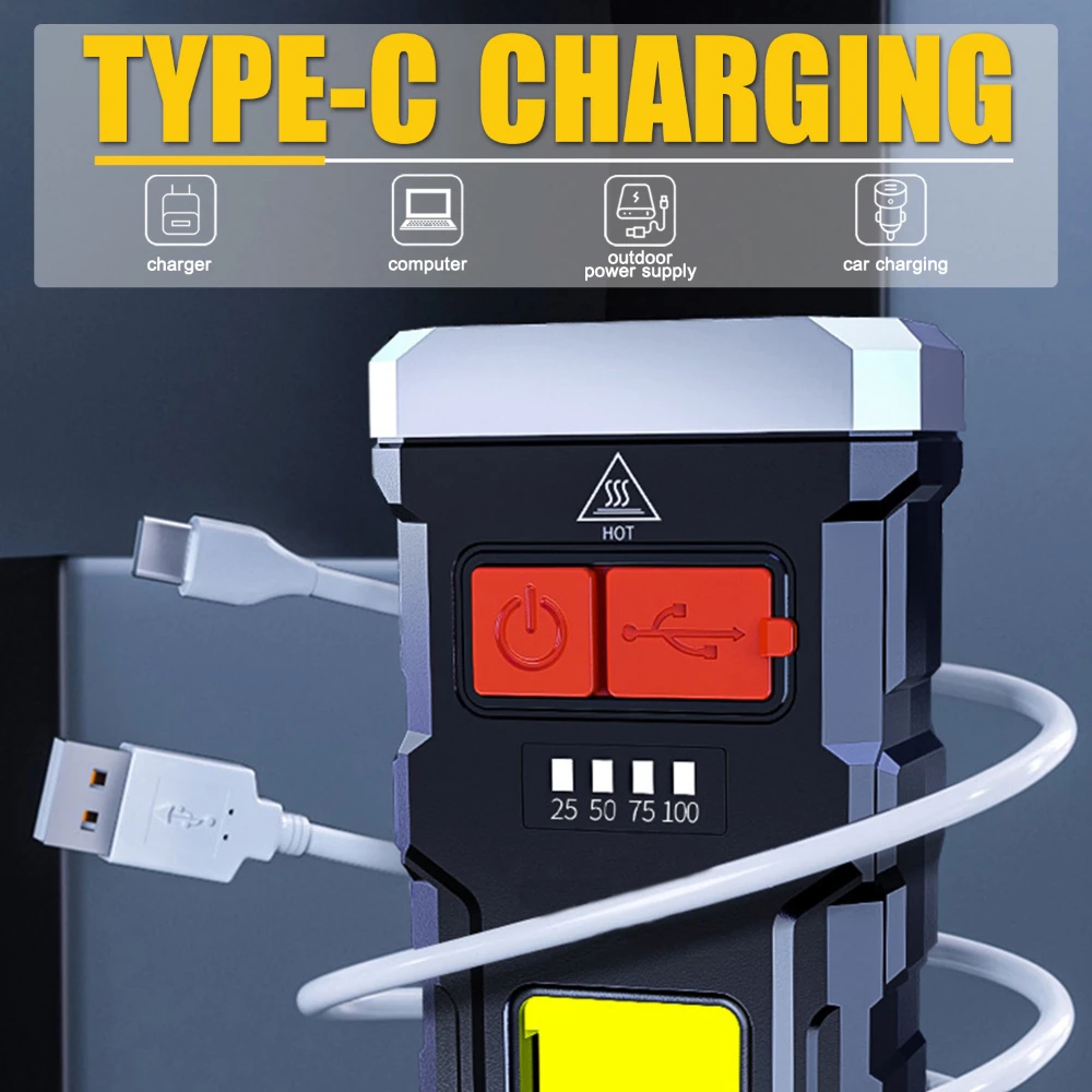 Powerful LED Flashlight USB Rechargeable Handlamp 3 Modes Built-in Battery High Lumens LED Lamp Outdoor Emergency Camping Torch