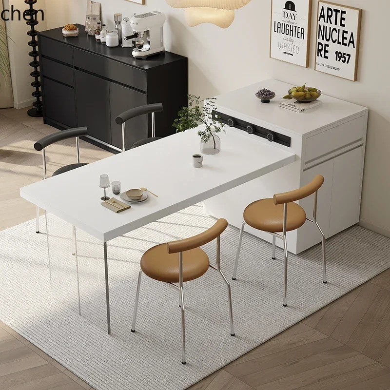 HT good wood UP modern simple island table Italian minimalist multi-functional retractable dining table island table integrated