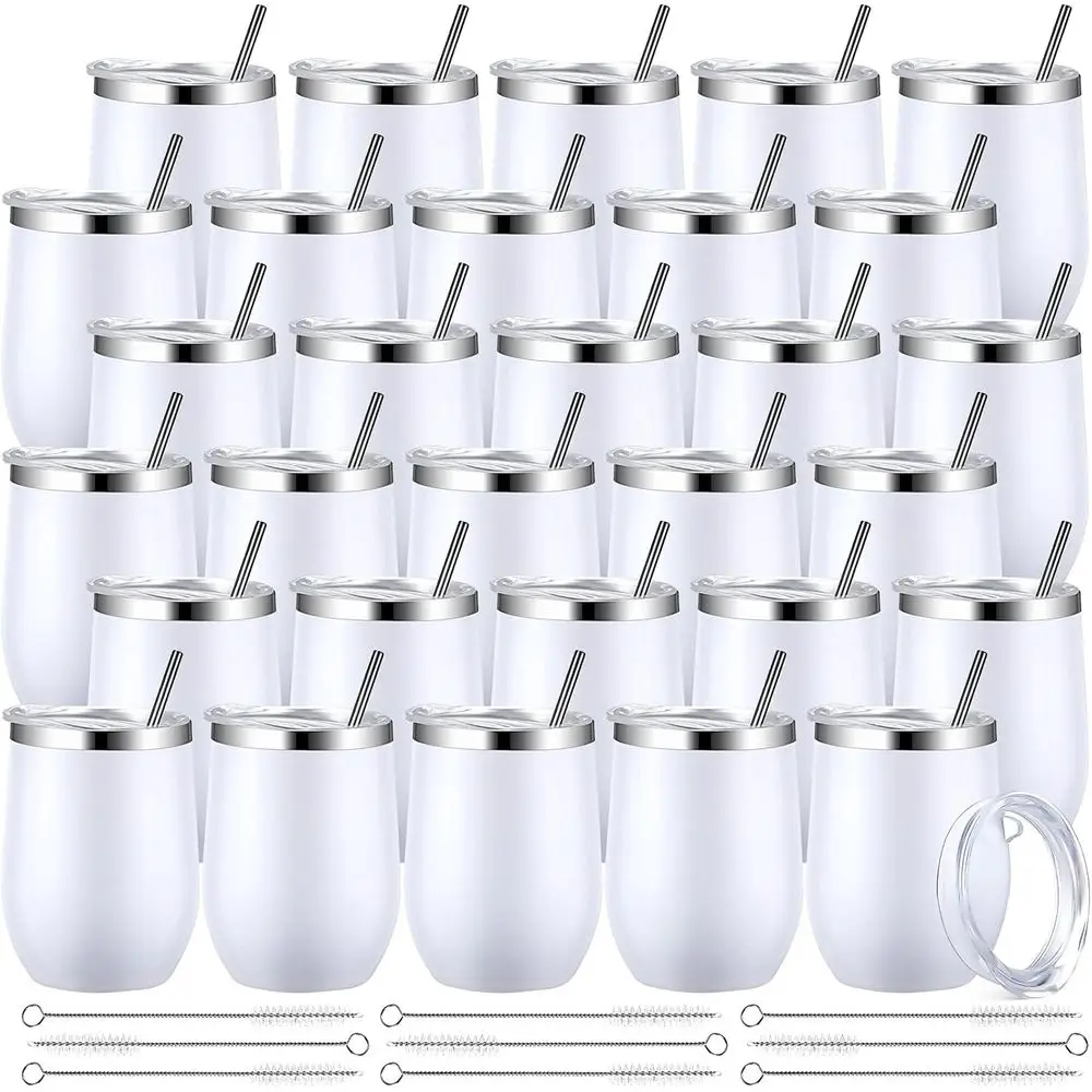 

Набор из 40 термокружек для вина, 12 унций, из нержавеющей стали, с крышкой, с двойными стенками, вакуумные, для школы, офиса, команды, чая