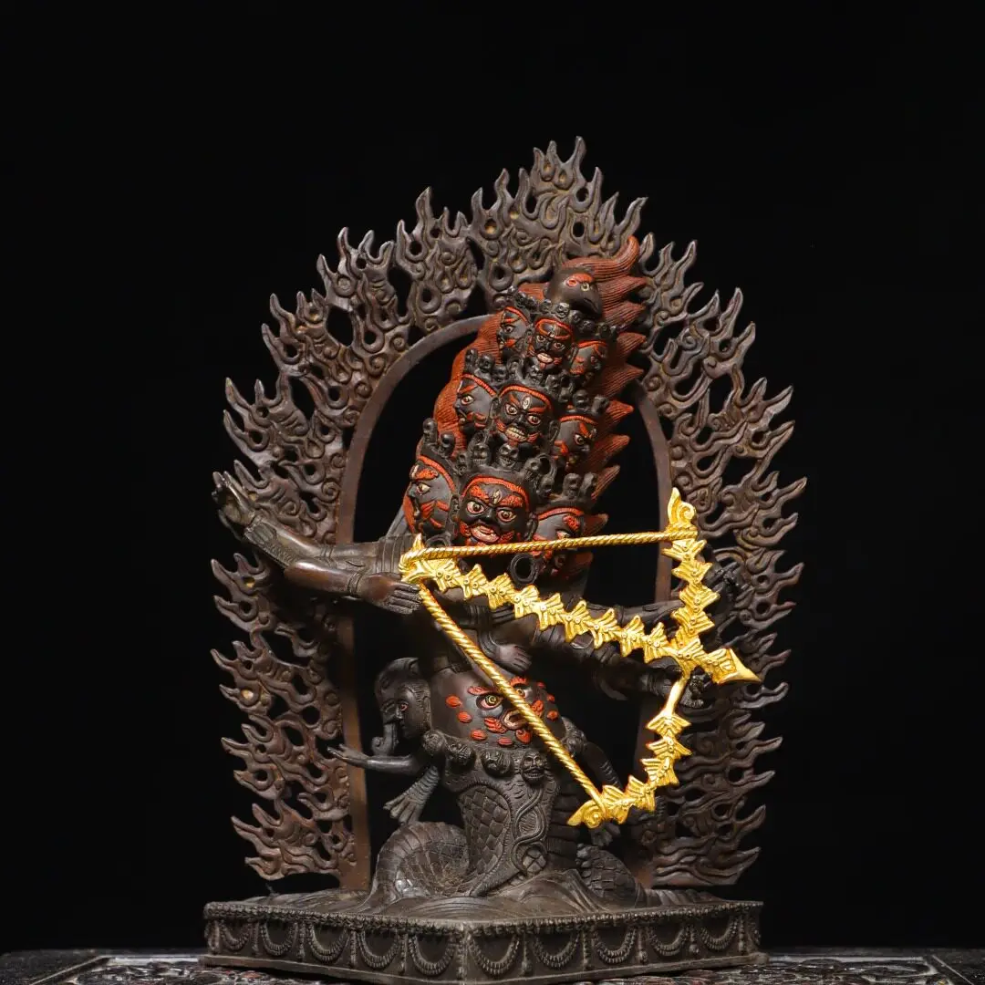 Rahula Protector Brass Buddha Statue Tibetan Three Roots Tantric Home Altar Decor