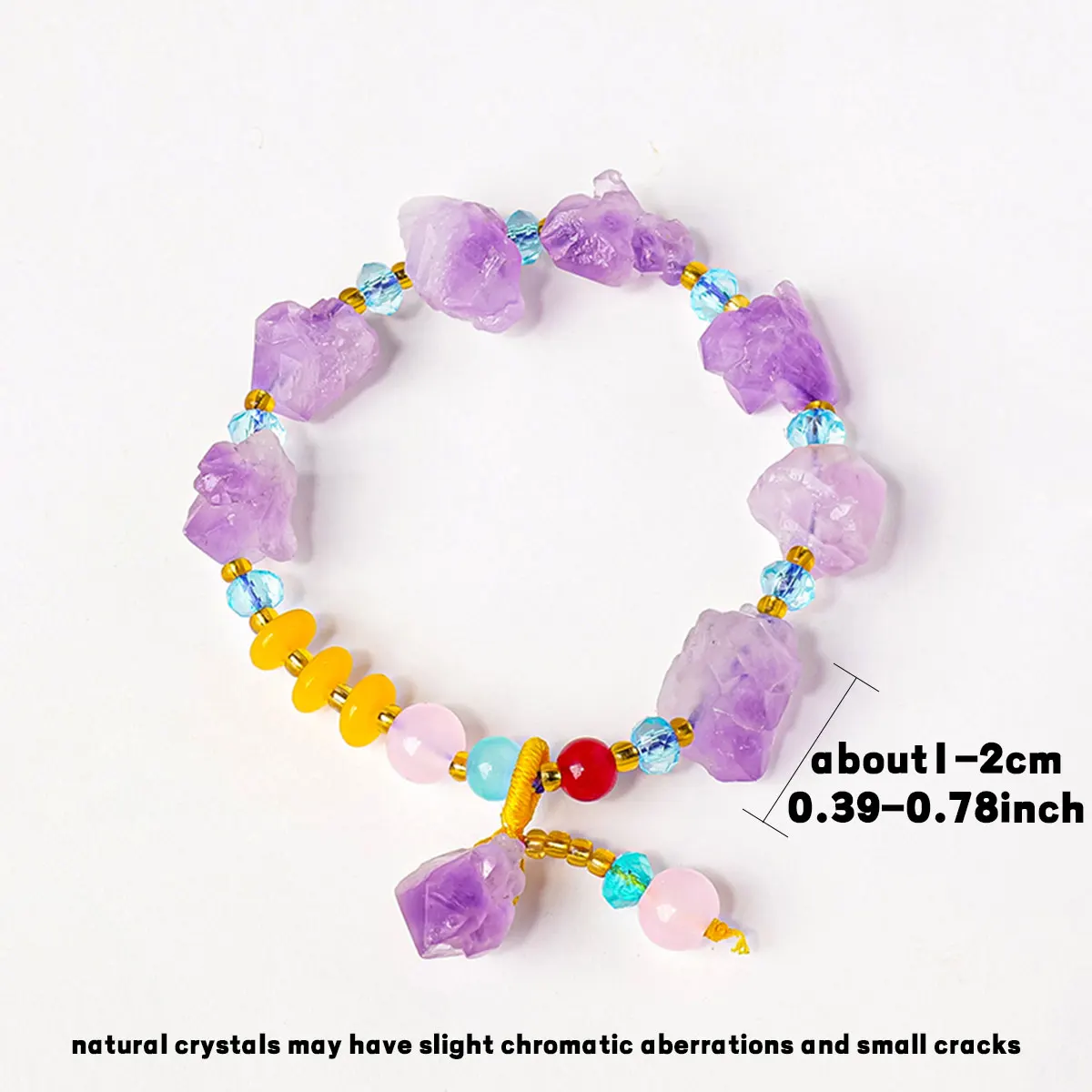 1pc Natural Lrregular Energy Gem Amethyst Tooth Crystal Bracelet Crystal Stretch Chip Beads Bangles Quartz Wristband For Women