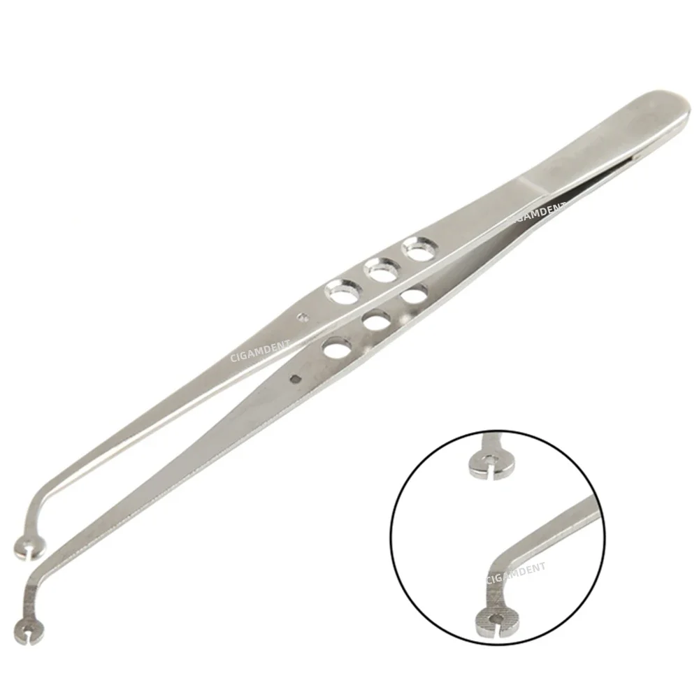 Dental Surgical Suture Tweezer Tip With Hole Operation Stitching Tweezer Suture Corn Tweezers Dressing Forceps Serrated Tip