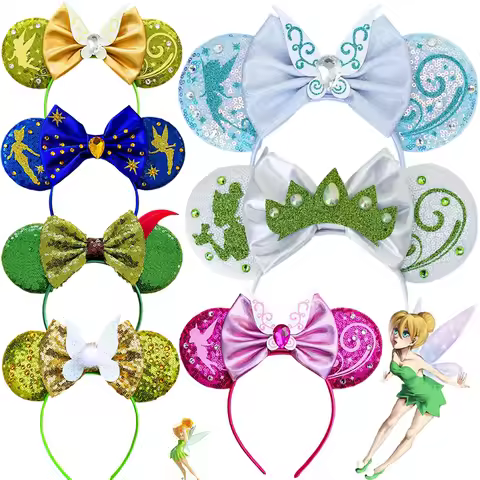 Cute Tinker Bell Headbands Girls Disney Princess Ears Hairband For Women Cosplay Wings Fairy Hair Accessories Kids Carnival Gift