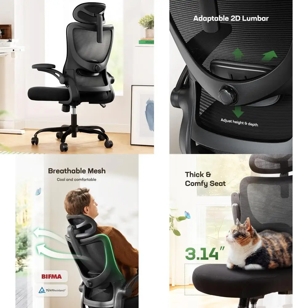

Ergonomic High-Back Mesh Office Chair with Adjustable Lumbar Support and Swivel for Computer Desk