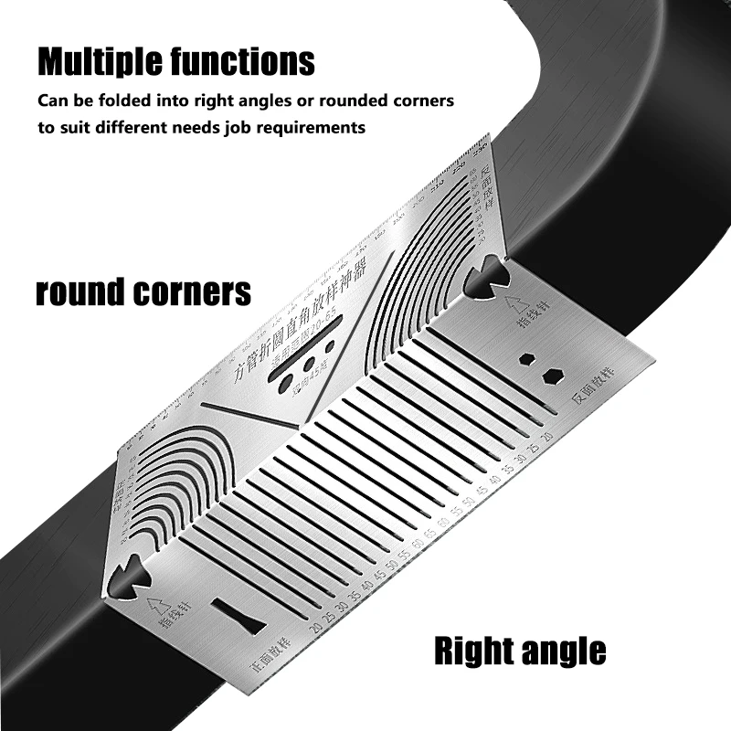 Winkel- und Lichtbogenmarkierungswerkzeug, verstellbarer linearer Bogen, Dual-Purpose-Anreißnadel, Rohrschneidemesswerkzeug für die Metallbearbeitung, Schneidführung – Detail 5