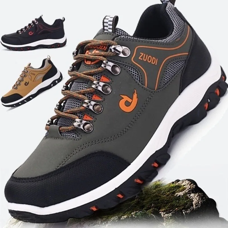 

Men Hiking Shoes Waterproof Non-slip Sport Shoes Lightweight Casual Leather Running Camping Shoes Outdoor Sneakers for Men