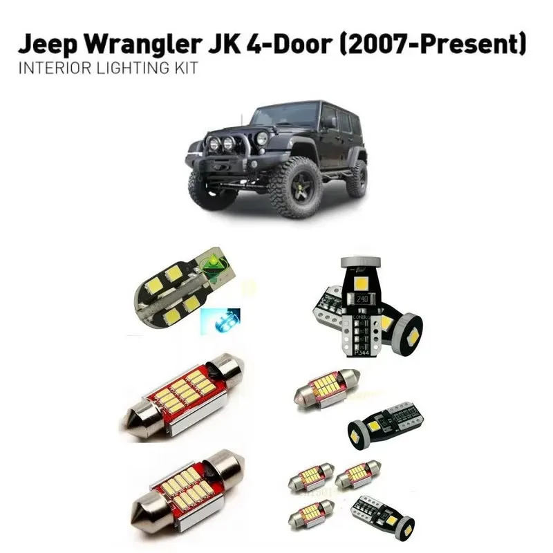 

Для Jeep Wrangler jk 4-дверные 2007+ 11 шт. автомобильное светодиодное внутреннее освещение авто автомобильные лампы лампы для автомобилей без ошибок