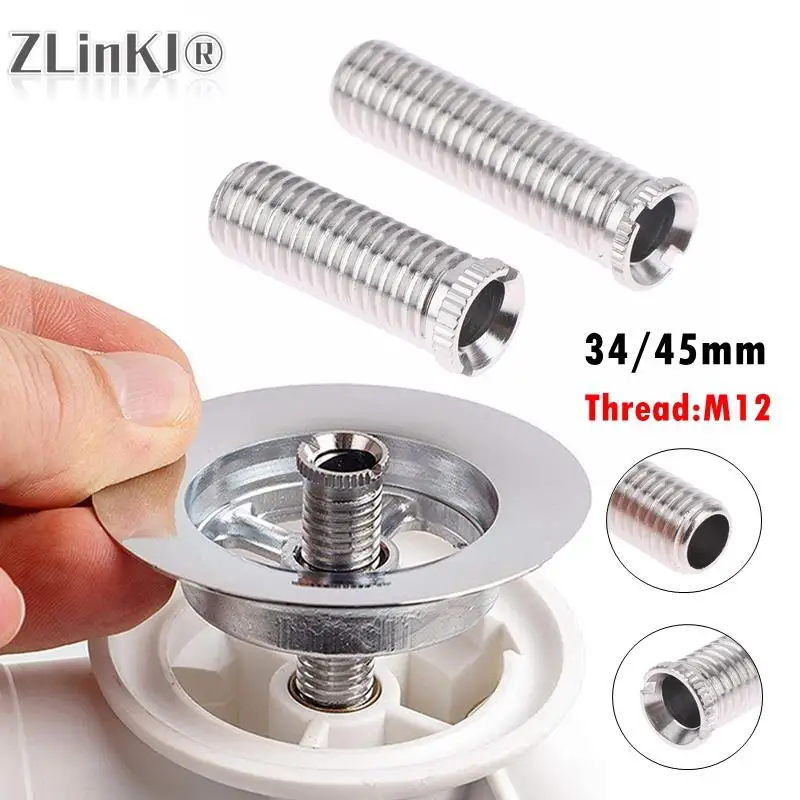 1PC Sink Strainer Screws Plug Screw Bolt 34/45mm High Quality Stainless Steel Threaded Screw Connector Kitchen Fixture Parts