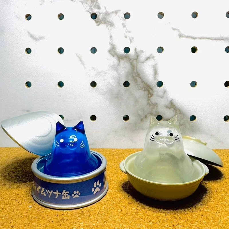 

Japanese Stasto Slime Cat Cute Jelly Feline In Food Can With Mini Bowl In Stock Authentic Action Figure Accessories