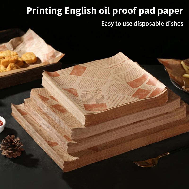 ✰✪100pcs Sandwich Packaging Paper Cartoon Wrapping Disposable Household Oil-proof Chicken Roll Breakfast Baking Kitchen Tool