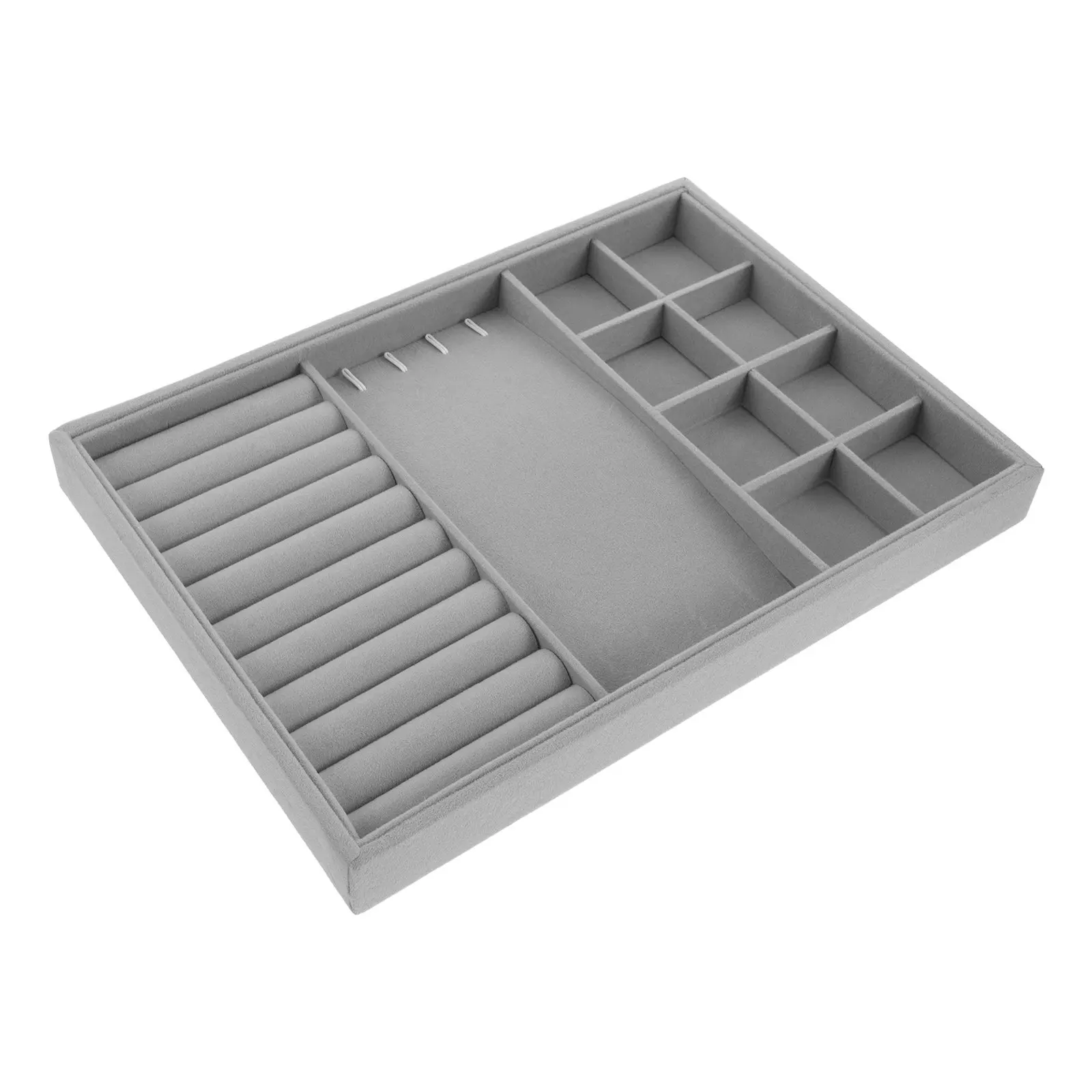 

Stackable Grey Jewelry Storage Tray Organizer Insert Large Capacity for Rings Necklaces Bracelets Earrings Watches Ring Display