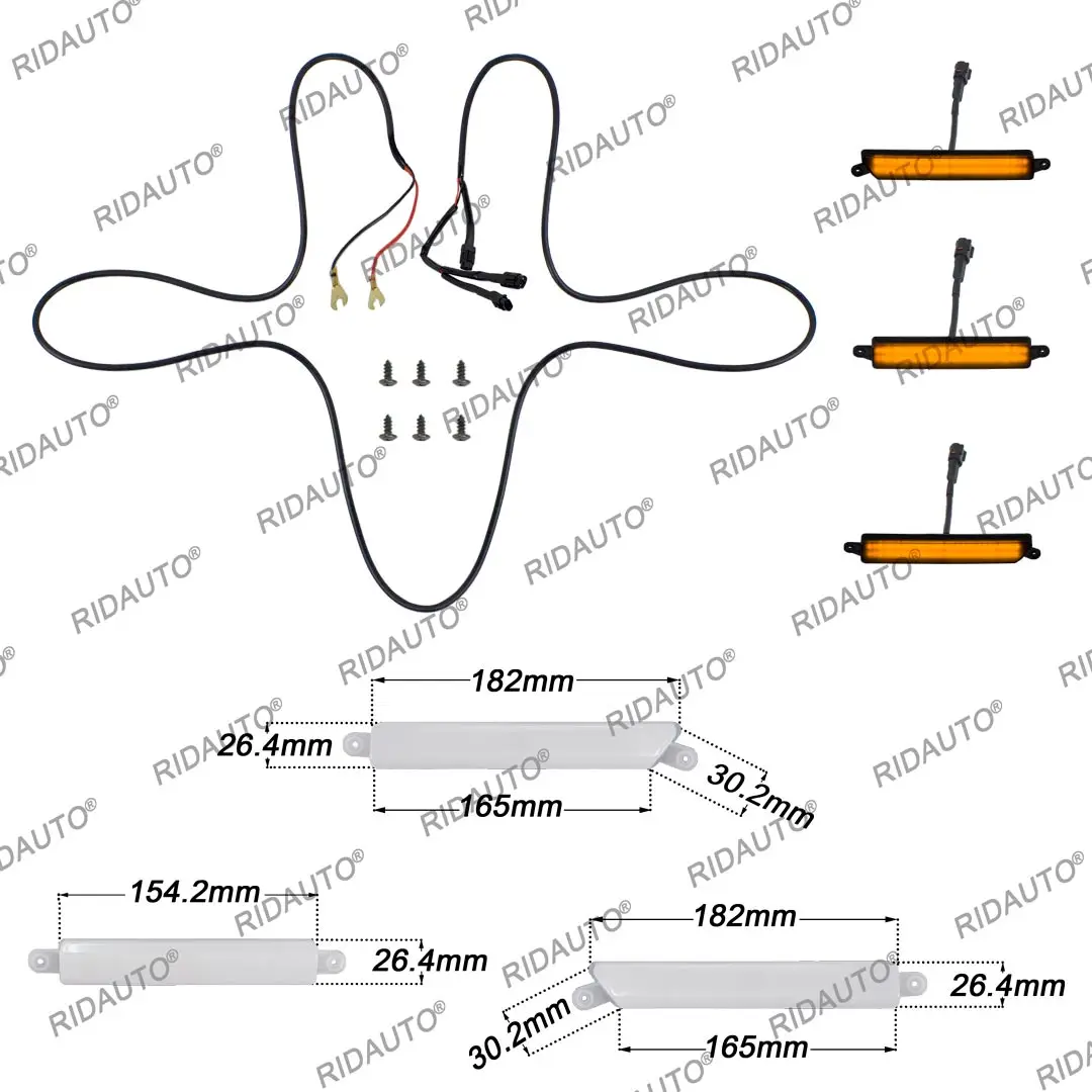 3PCS LED Light Bar Kit For HMT Aftermarket Raptor Grille Fit For 2015-2021 FORD RANGER T7 T8 Amber Yellow White Color