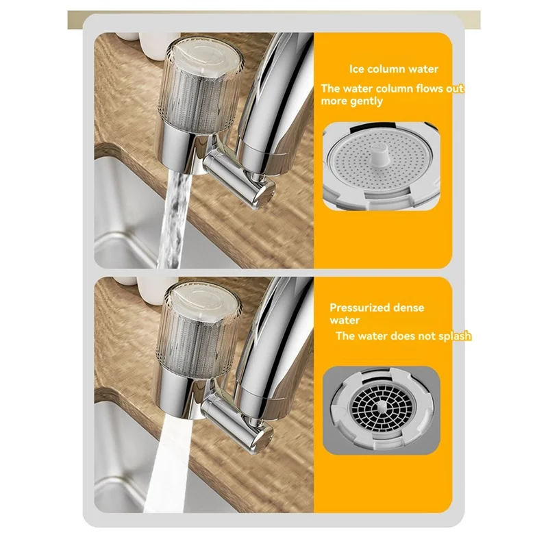 مهوية صنبور المطبخ B25B، 360 ° دوار زاوية واسعة للغاية 2 أوضاع مخرج مياه بخاخ حوض المطبخ للحمام وحوض الغسيل #5