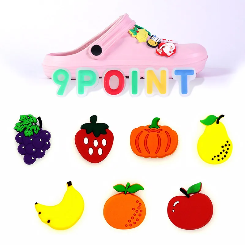 PVC Shoe Charms Cartoon Fruit S Shoe Accessories Trawberry Grape Decoration DIY Shoe Buckles for Clog Sandals X-mas Gifts