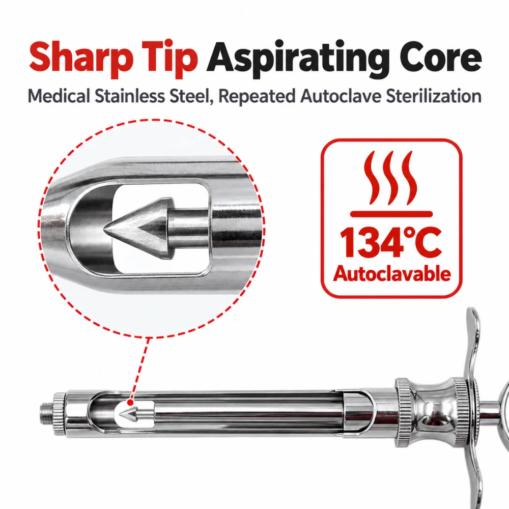 5/10PCS Dental Aspirating Anesthetic Syringe 2 Types Hook Tip & Sharp Tip Autoclavable for Dental Local Anesthesia