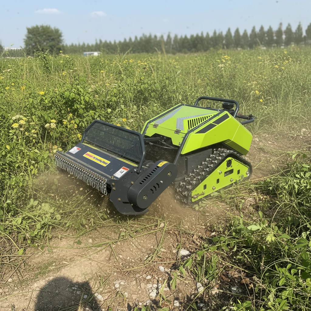 

Petrol Engine Remote Control Lawn Mower All Terrain Crawler Mower for Farm and Park