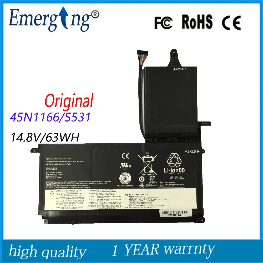 

14.8V 63Wh New Original Laptop Battery for Lenovo ThinkPad S530 S5-S531 S540 45N1166 45N1167 1164