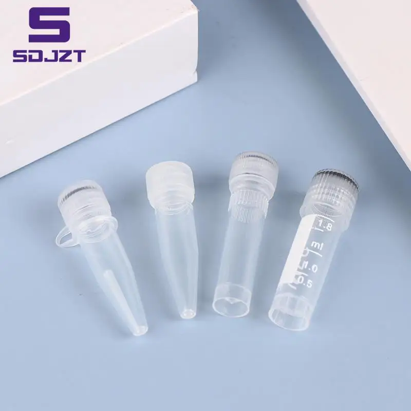 20pcs 1.5/1.8ml PP Lab Analysis Freezing Tubes Graduation Centrifuge Tube Volume Vials Bottles With Blocking Cap Screw Cap