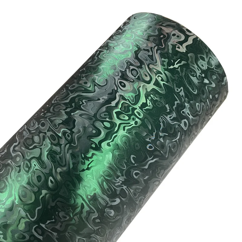 Premium PET Chrome Satin Venom Green Forged Vinyl Wrap Film Cosmic Ghost Strukturierte selbstklebende Autoverpackung Air Release