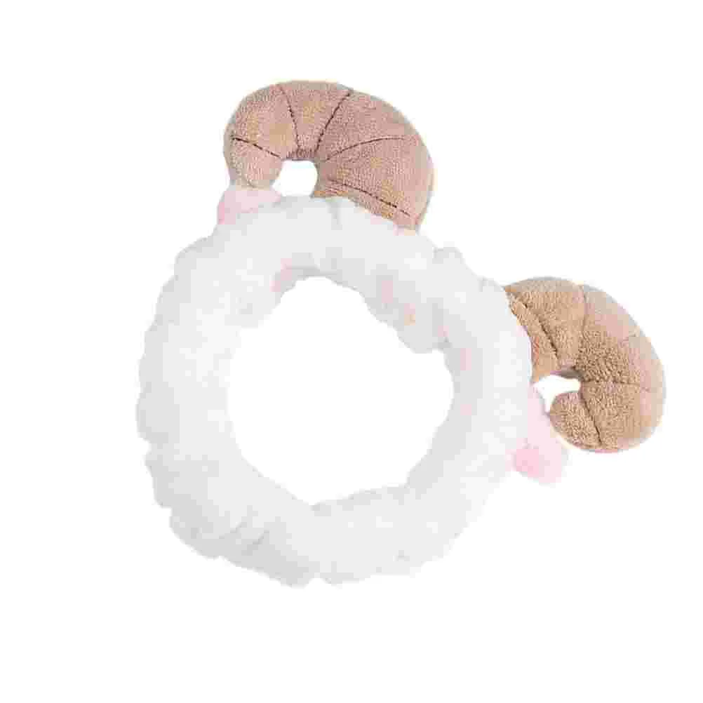 

Hair Bands Adjustable Hook Cartoon Hoops Shower Headband Croissant Horn Makeup White