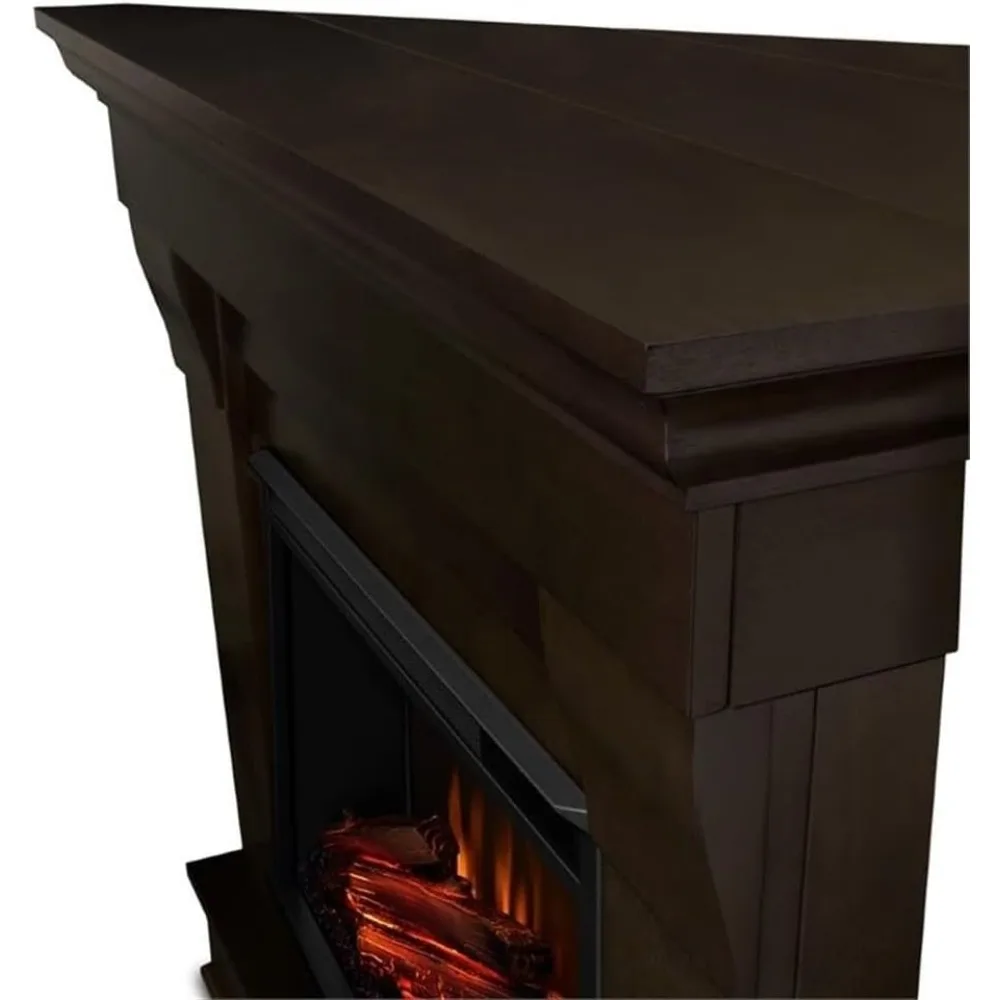 سخان مدفأة كهربائية معاصر من BOWERY HILL مع جهاز تحكم عن بعد، لهب Led قابل للتعديل 1500 وات في الجوز الداكن