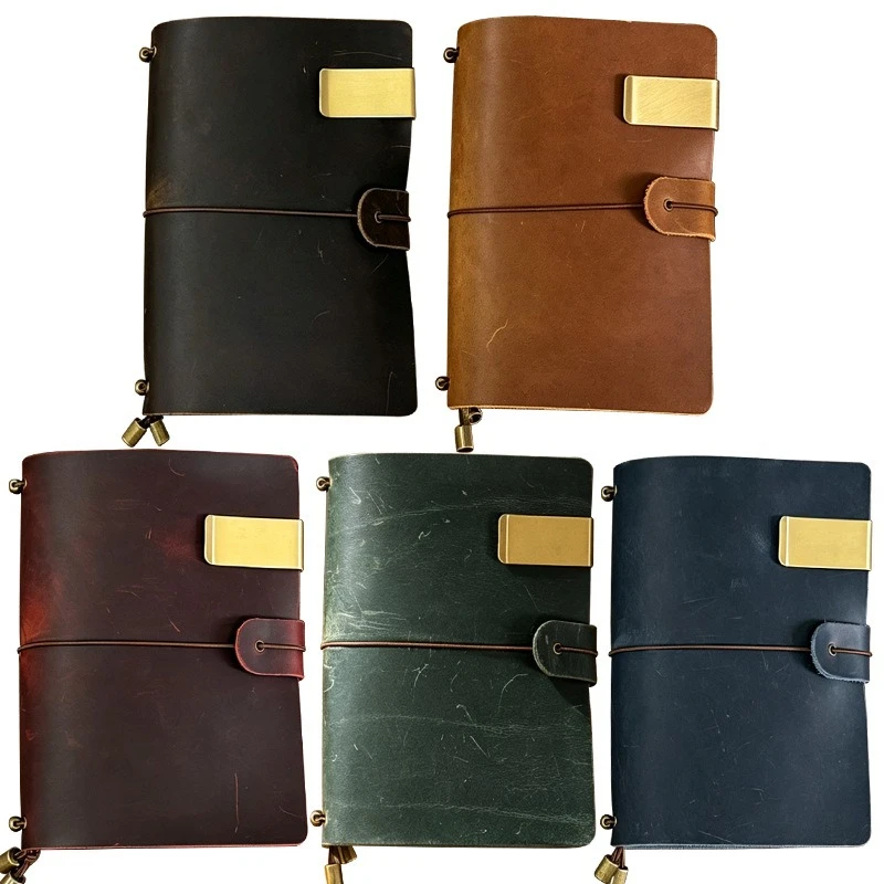 Crazy Horse Leather A5 Travelers Notebook Refillable Journal Vintage Diary Handmade Writing Sketchbook Portable Loose Leaf Gifts view 5