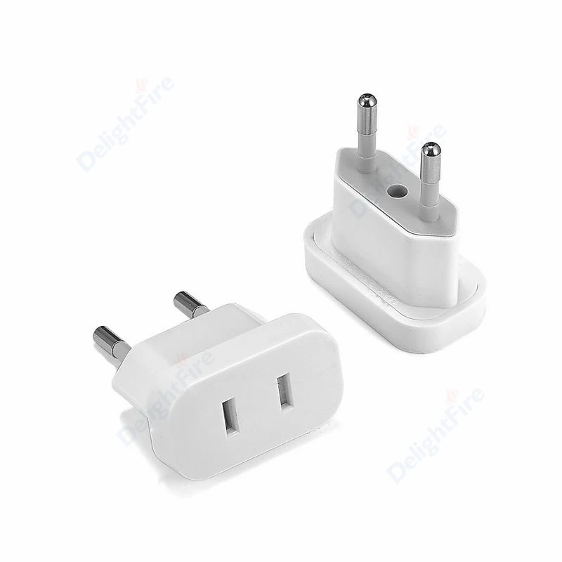 100pcs White 4.0mm EU Plug Adaptor US to EU Plug Adapter Converter US Travel Adapter EU AC Charger Outlet Wall Socket