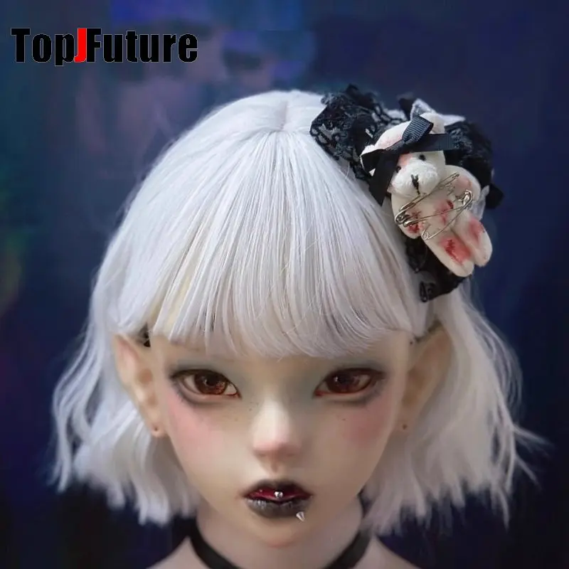 

Gothic Punk Subculture Y2K Girl Handmade Bow Lace Bear Hair clip Dark Lolita Hair Grab Women claw Hair Accessories Shark clip