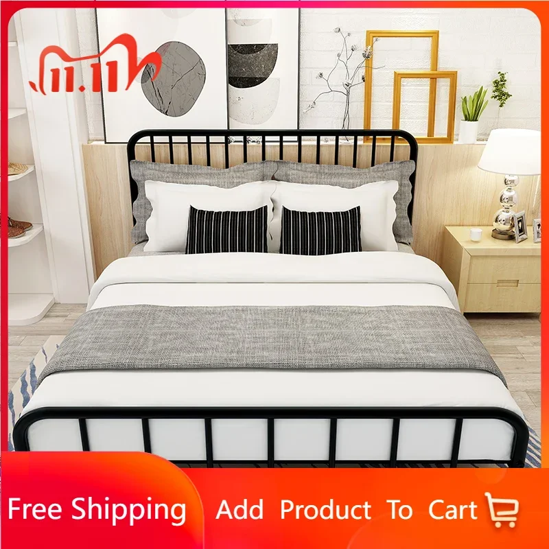 

Metal High End Double Bed Bedroom Waterproof European Modern Luxury Beds Queen Twin Iron 2 Person Camas De Dormitorio Furniture