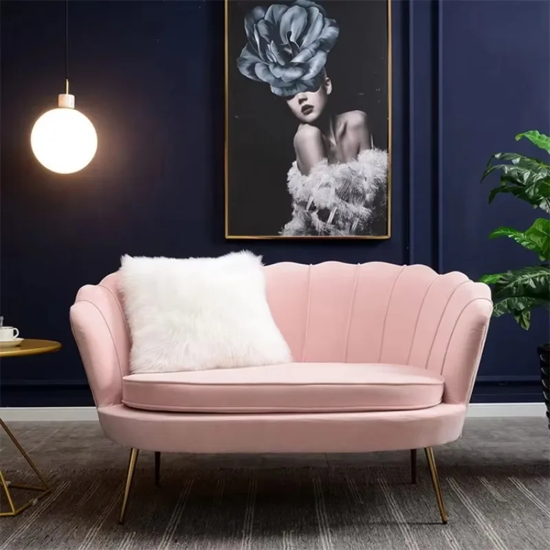 

Wholesale Popular Single Fabric pink Modern Style Waiting Sofa Big Leisure Simple Chair for Beauty Spa Salon Home Hotel Use
